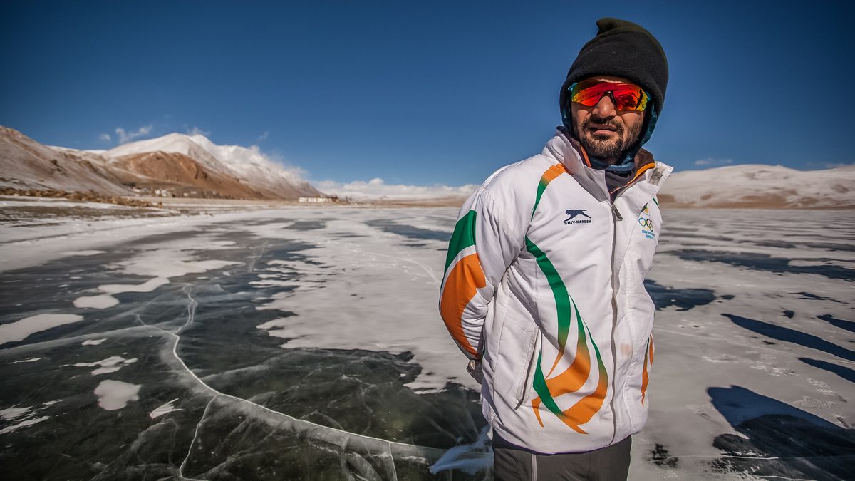 On frozen lake ice, Ladakh