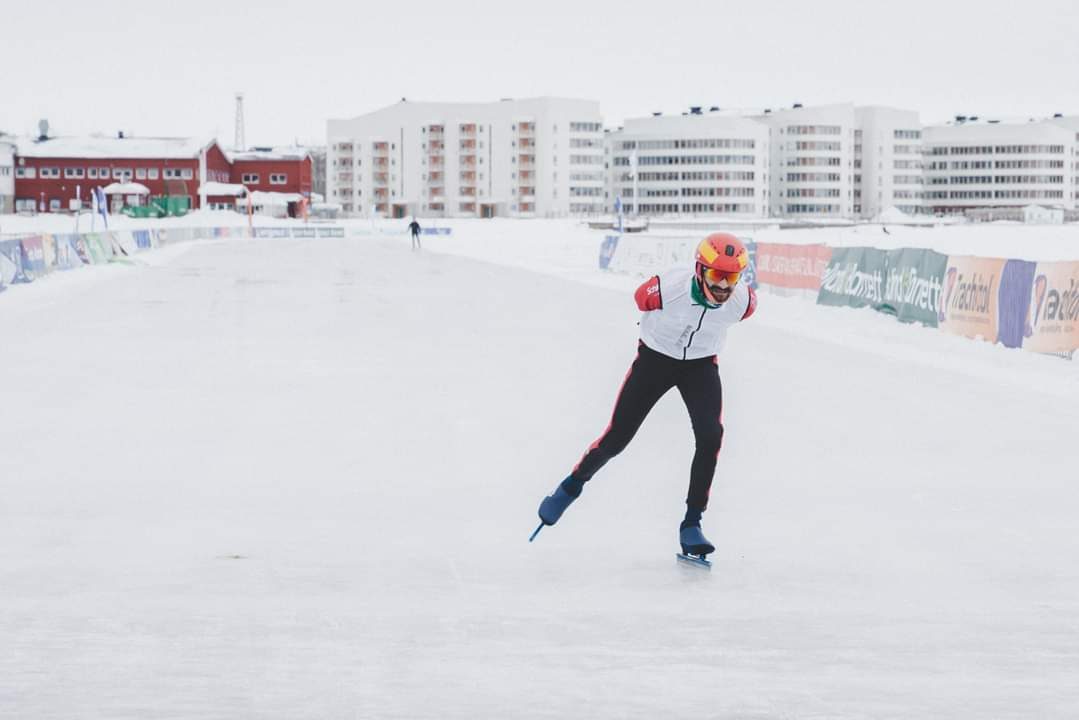 Skating an outdoor natural-ice oval in winter